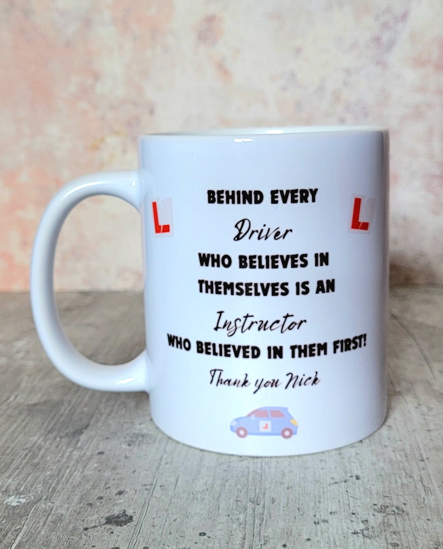Gift idea for new drivers to thank their instructor – personalised mug