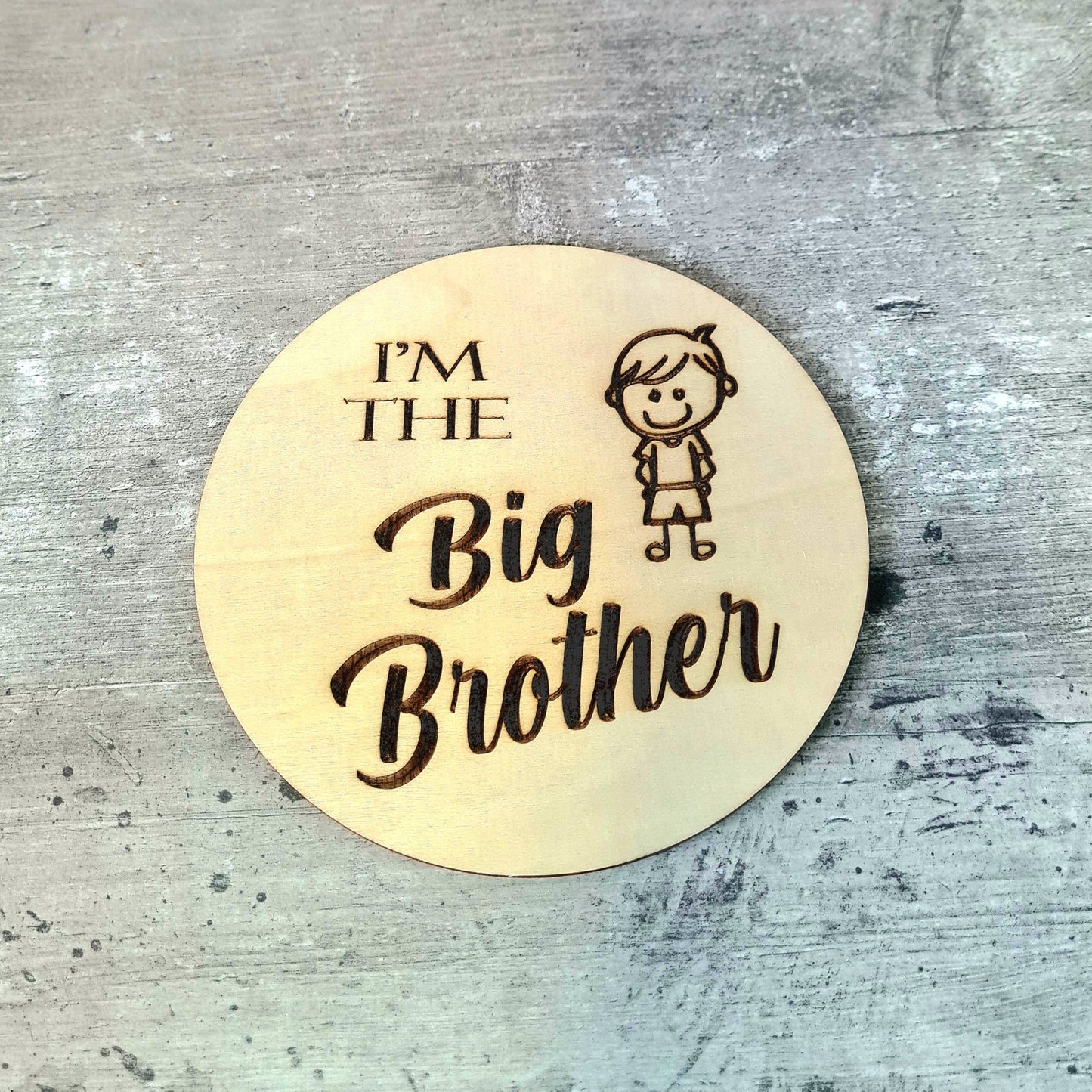 Custom engraved sibling pregnancy announcement keepsake I'm the big brother