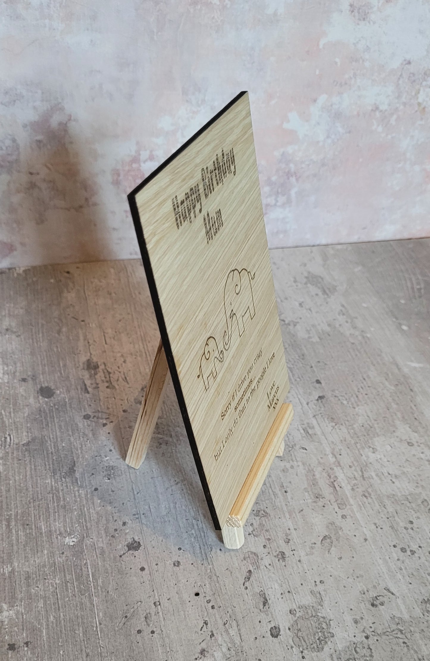 Personalised Elephant Wooden Cards – Specially Engraved For her