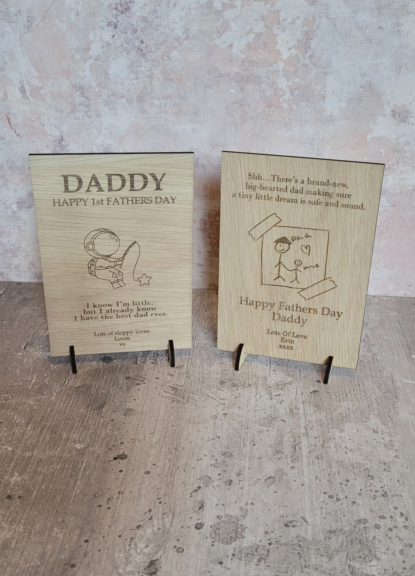 Personalised Wooden Father's Day Card – "New Daddy Dream" Design