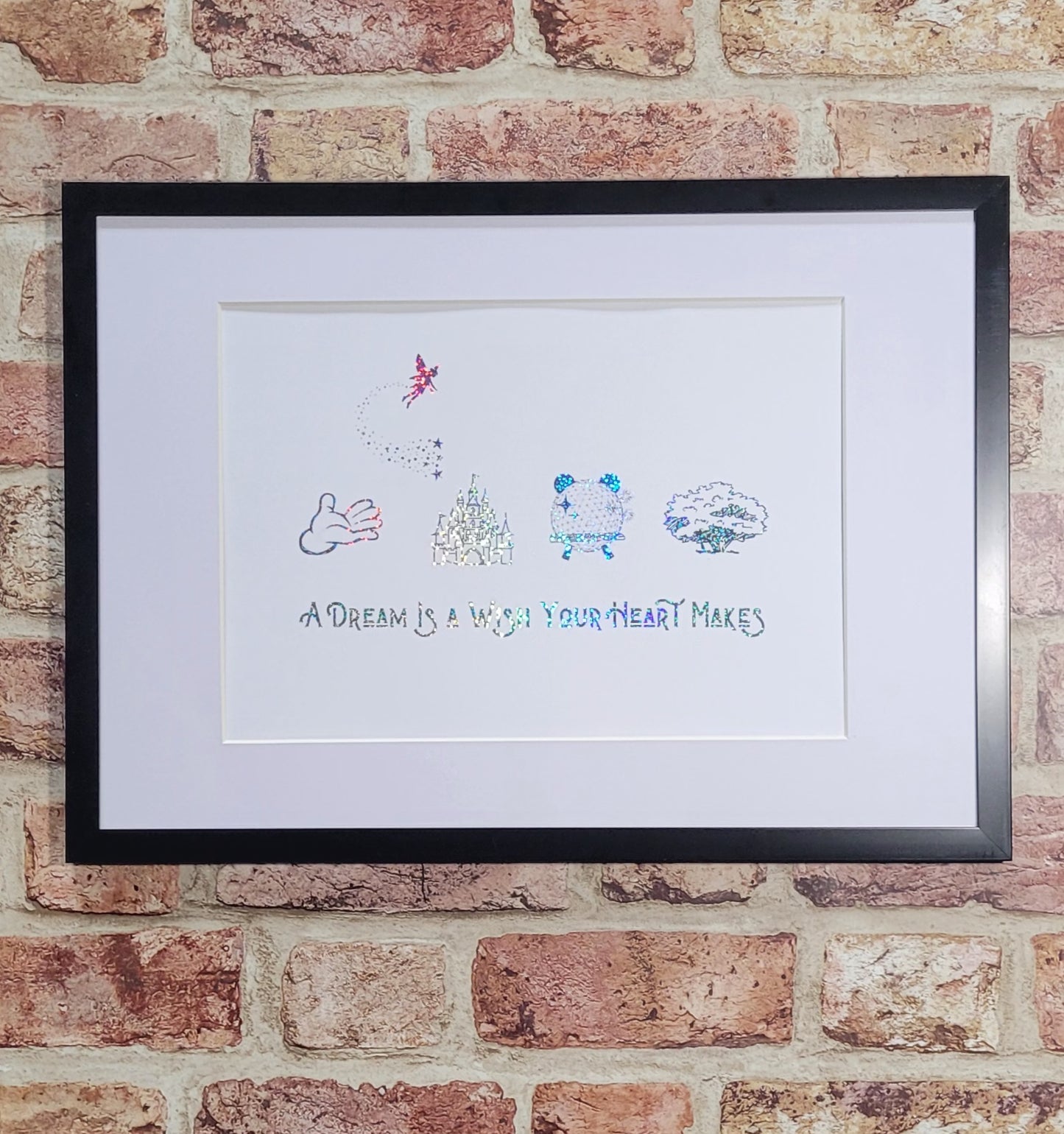 Personalised family Disney trip framed print, black frame detail