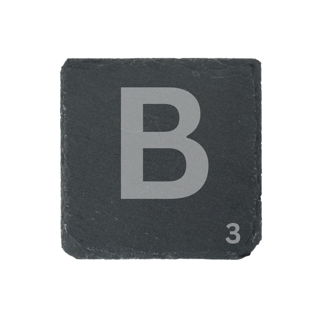 Engraved alphabet slate coaster letter B