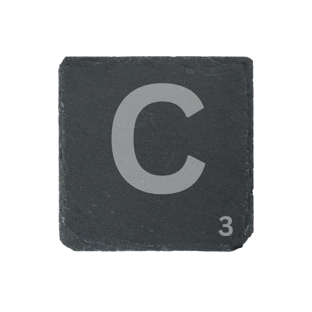 Engraved alphabet slate coaster letter C