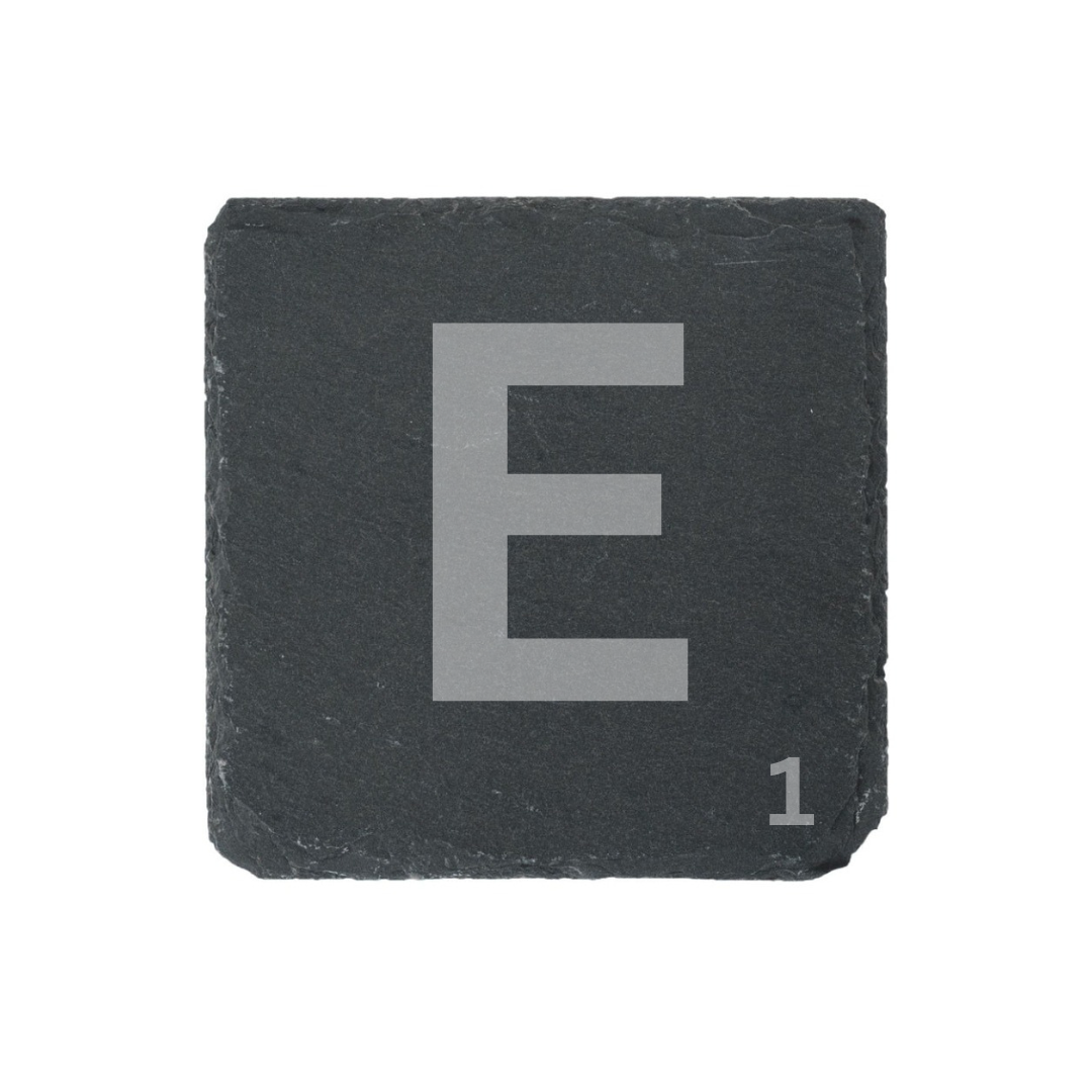 Engraved alphabet slate coaster letter E