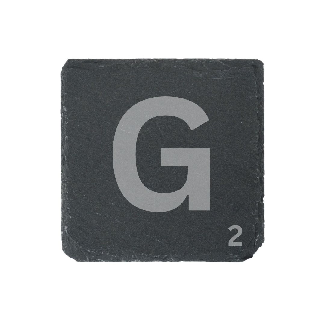 Engraved alphabet slate coaster letter G