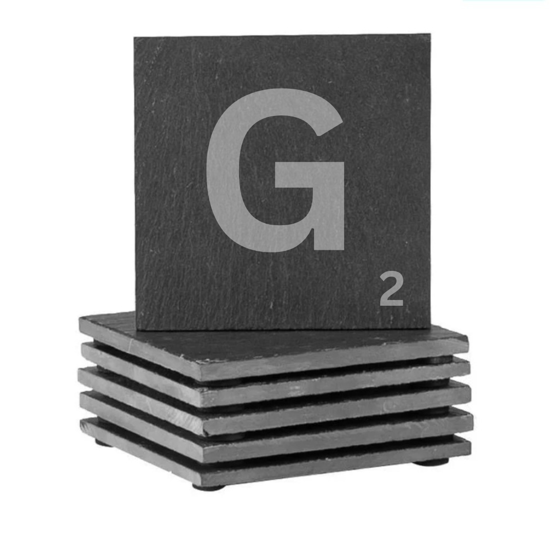 Engraved alphabet slate coaster letter G