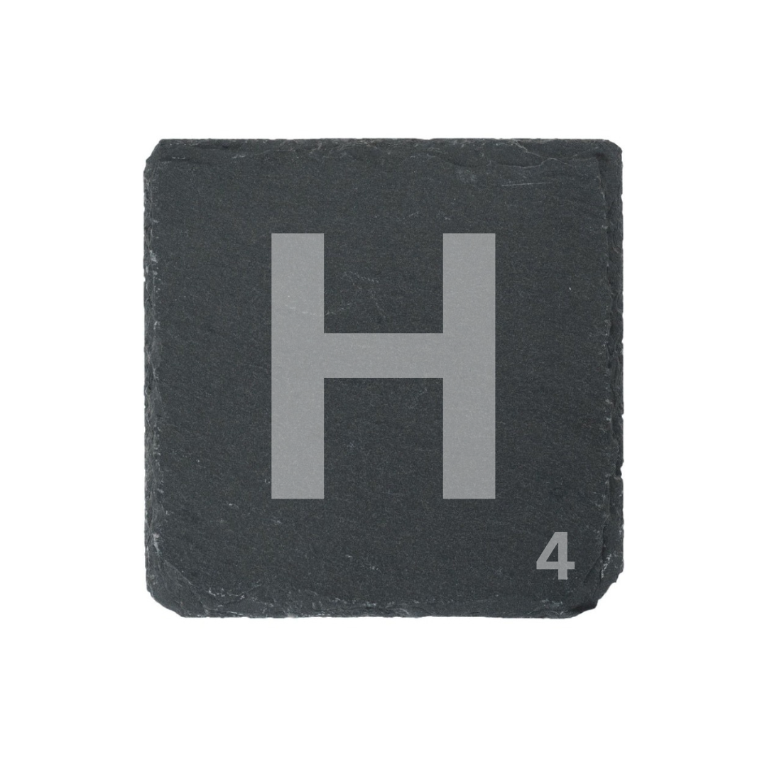 Engraved alphabet slate coaster letter H