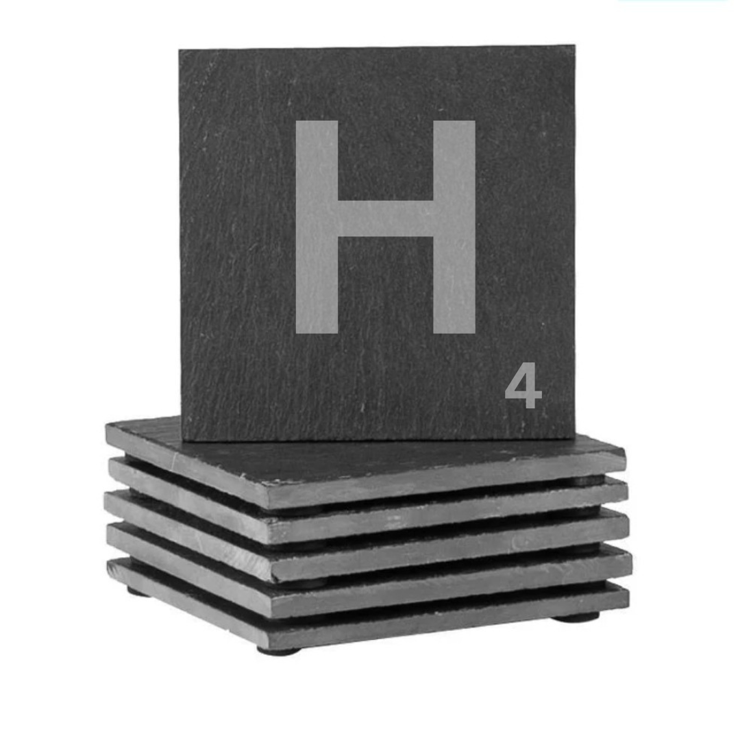 Engraved alphabet slate coaster letter H
