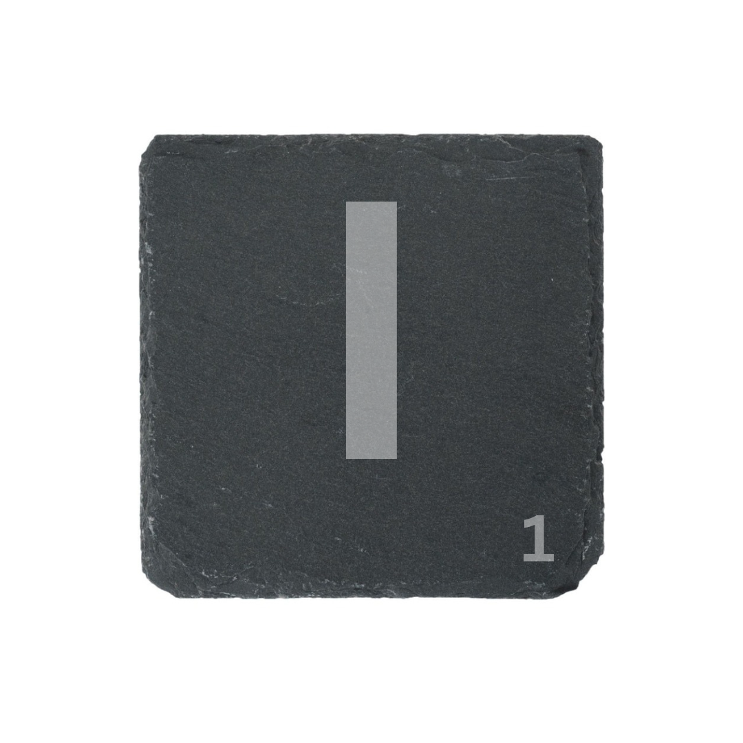Engraved alphabet slate coaster letter I