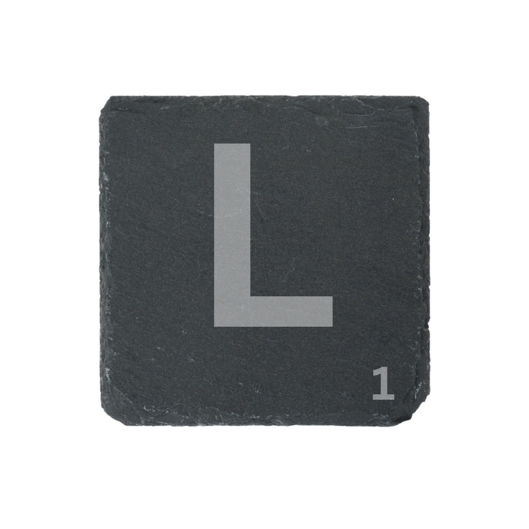 Engraved alphabet slate coaster letter L
