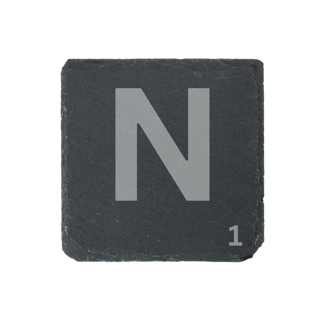 Engraved alphabet slate coaster letter N