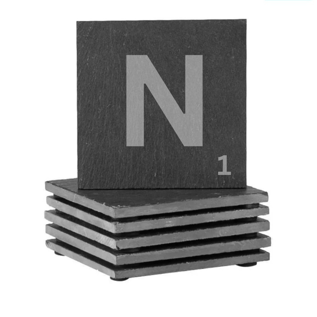 Engraved alphabet slate coaster letter N