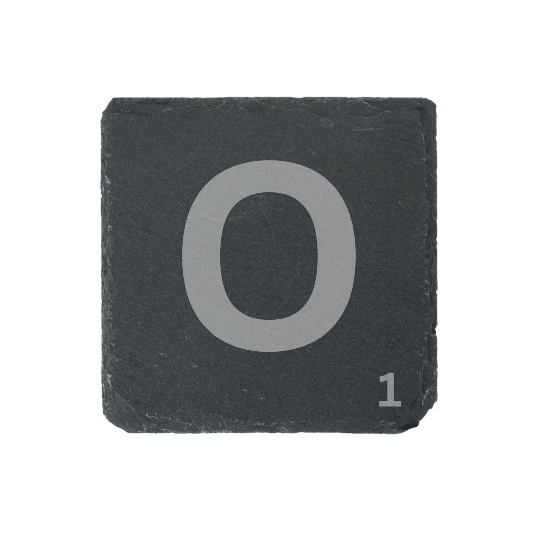 Engraved alphabet slate coaster letter O