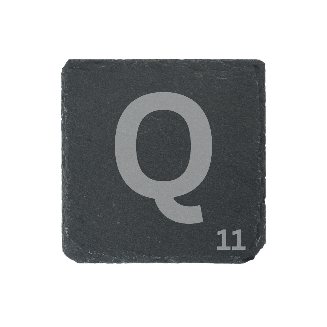 Engraved alphabet slate coaster letter Q