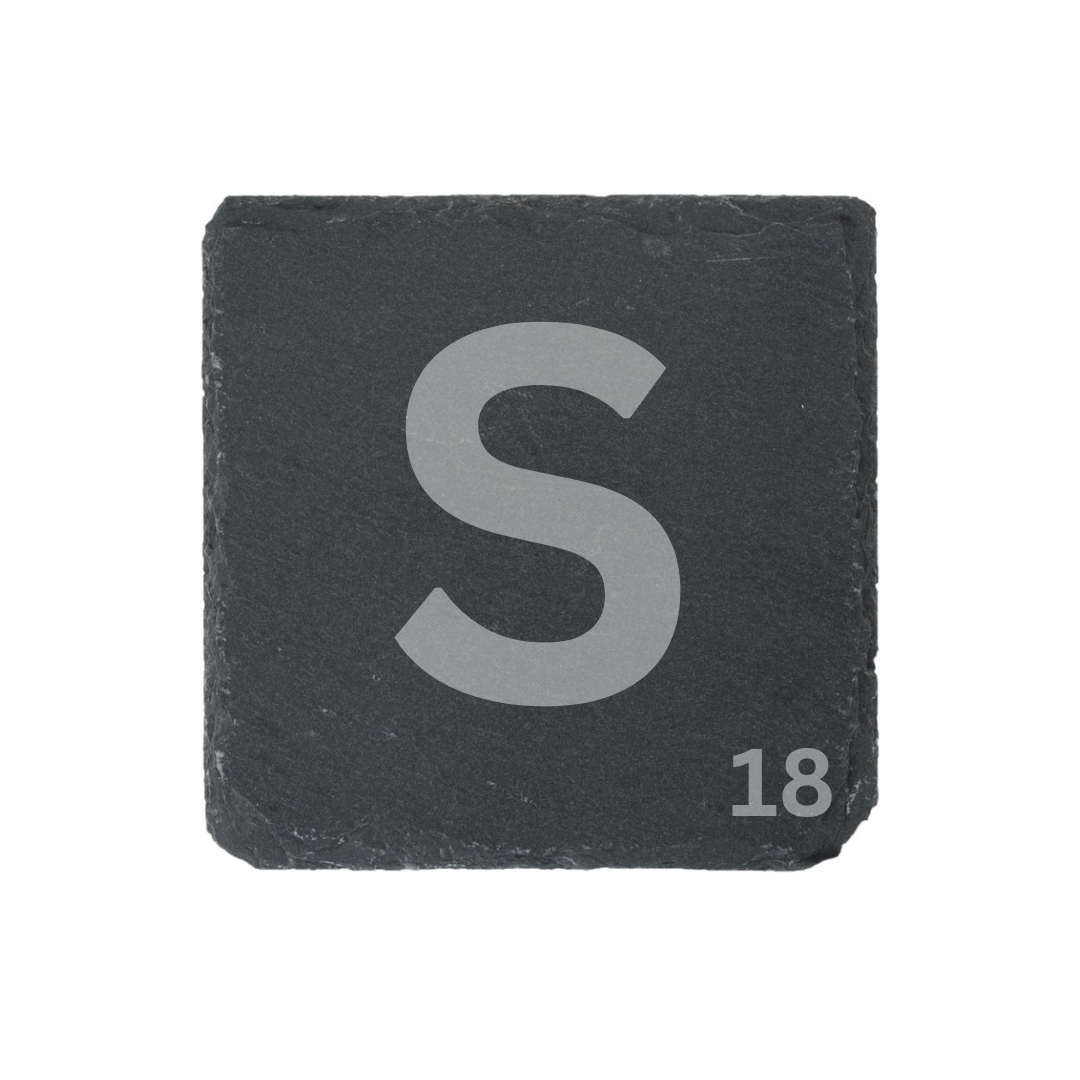 Engraved alphabet slate coaster letter S