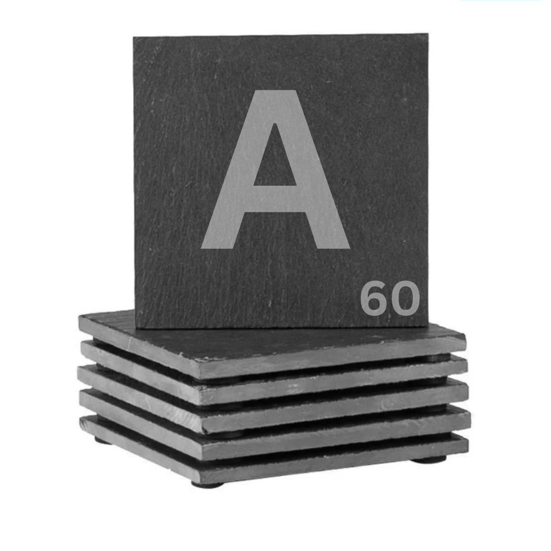 Engraved A alphabet 60th birthday coaster