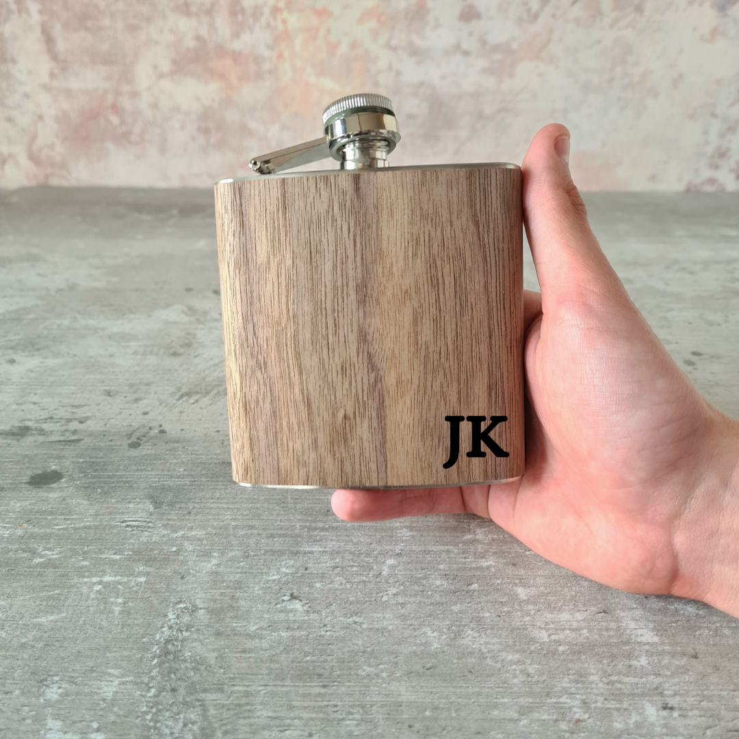 Personalised Engraved Wooden Hip Flask