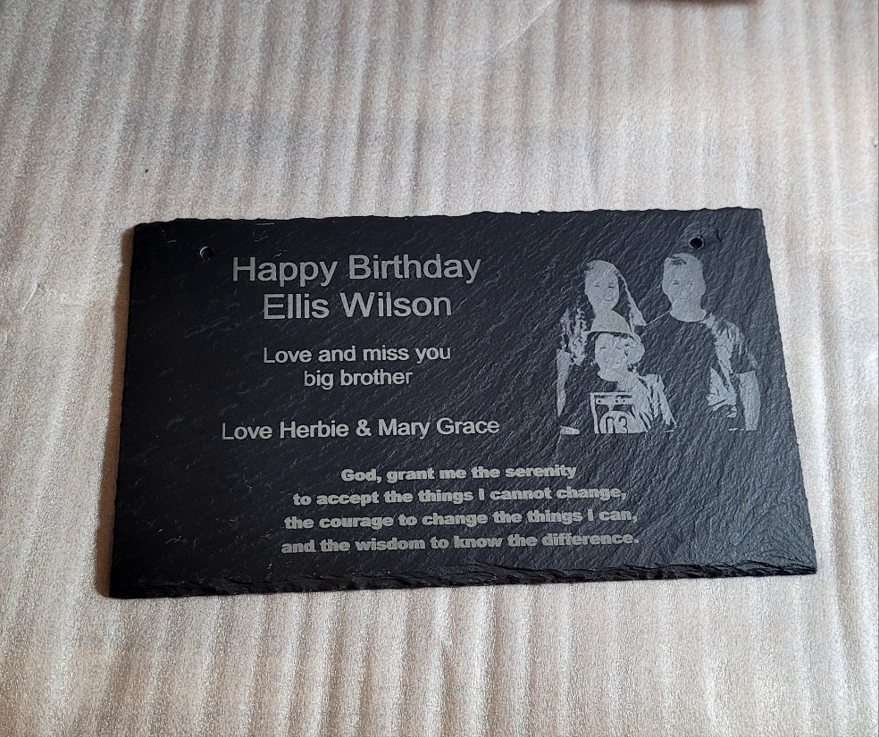 Slate Engraved photo memorial plaques