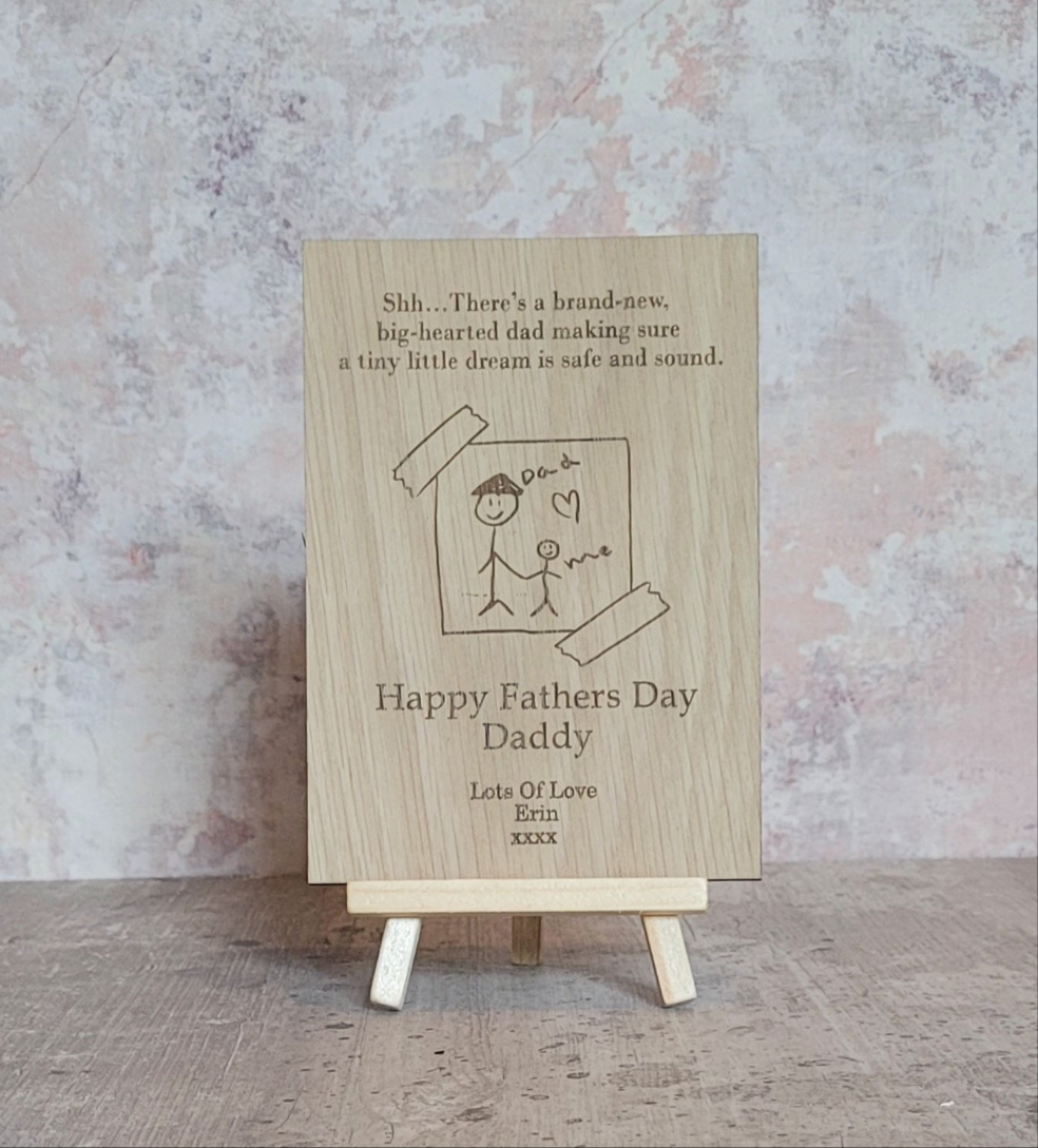 Wooden personalised Father's Day card