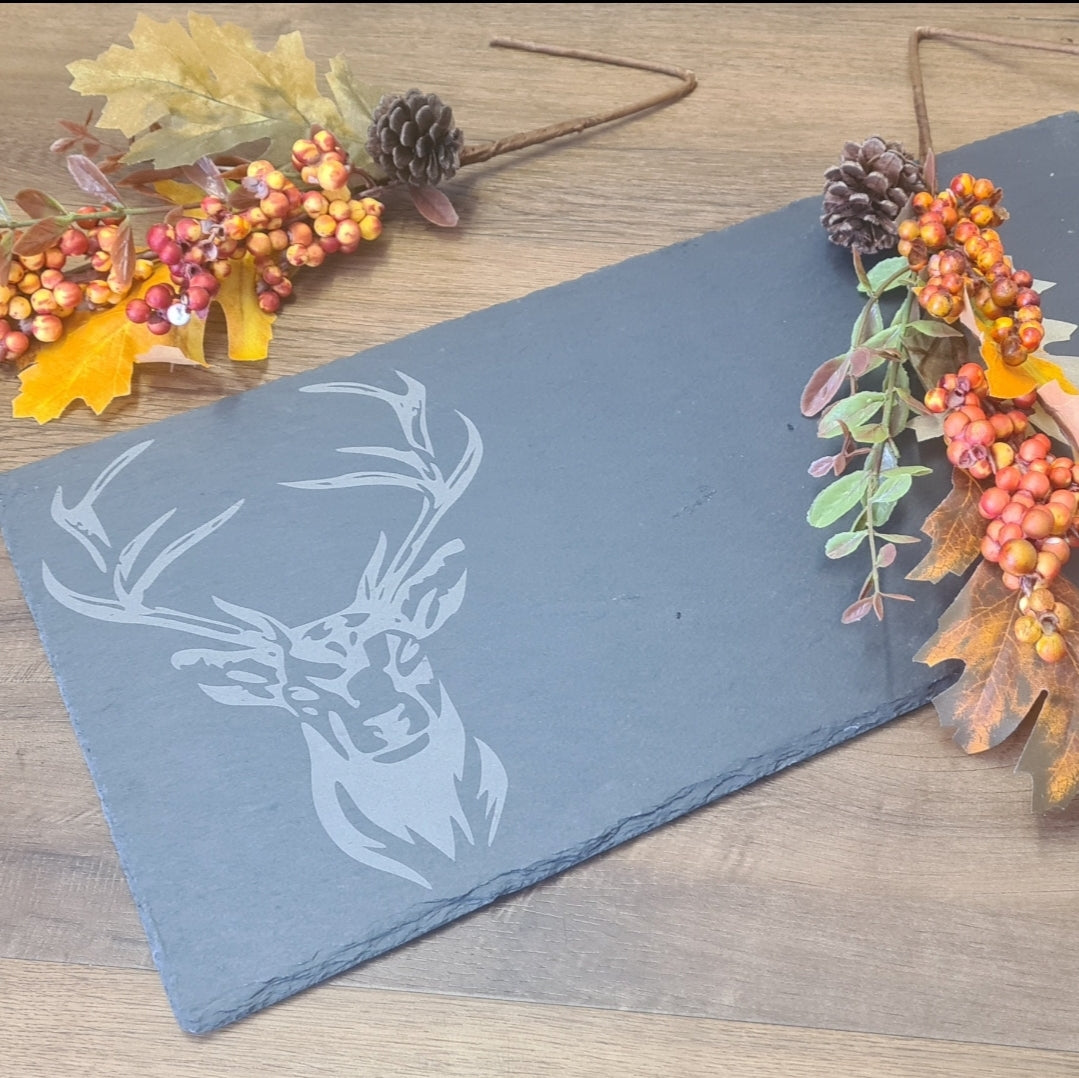 Stag engraved kitchen charcuterie board
