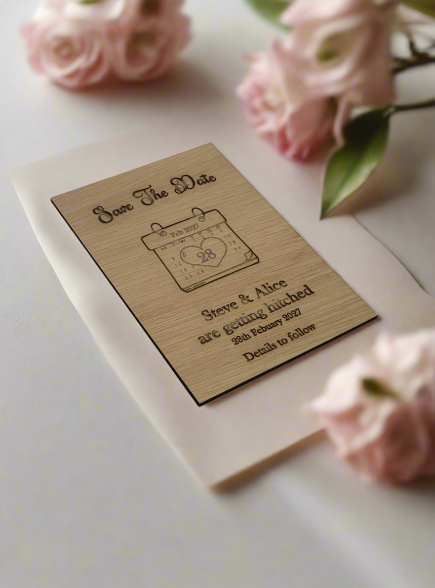 Wooden save the date cards