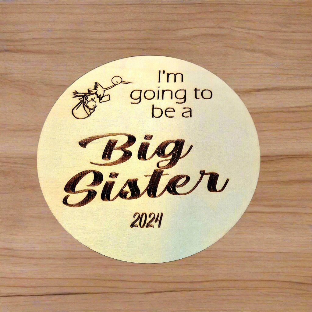 Custom engraved sibling pregnancy announcement keepsake