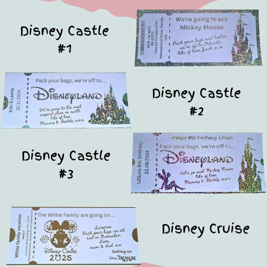 Personalised Disney Foil Ticket – Surprise Holiday Reveal Gift