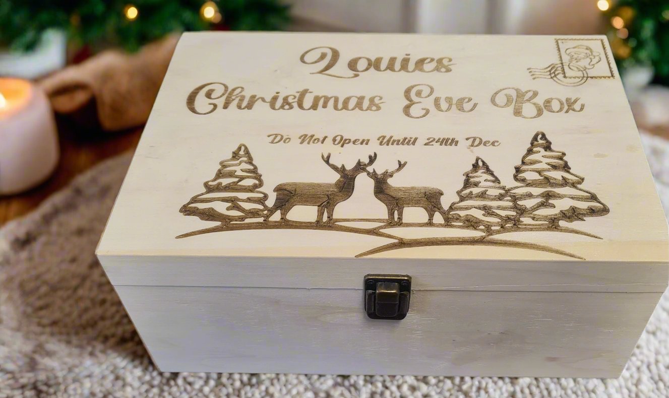 reindeer engraved christmas eve box