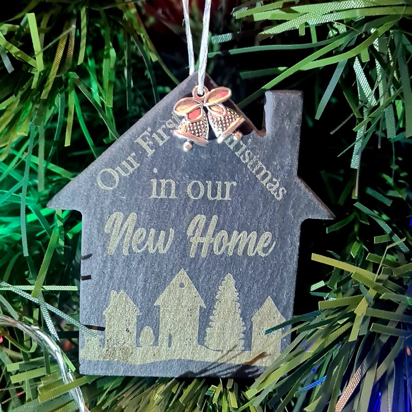 1st Christmas in our new home Slate Christmas personalised ornament