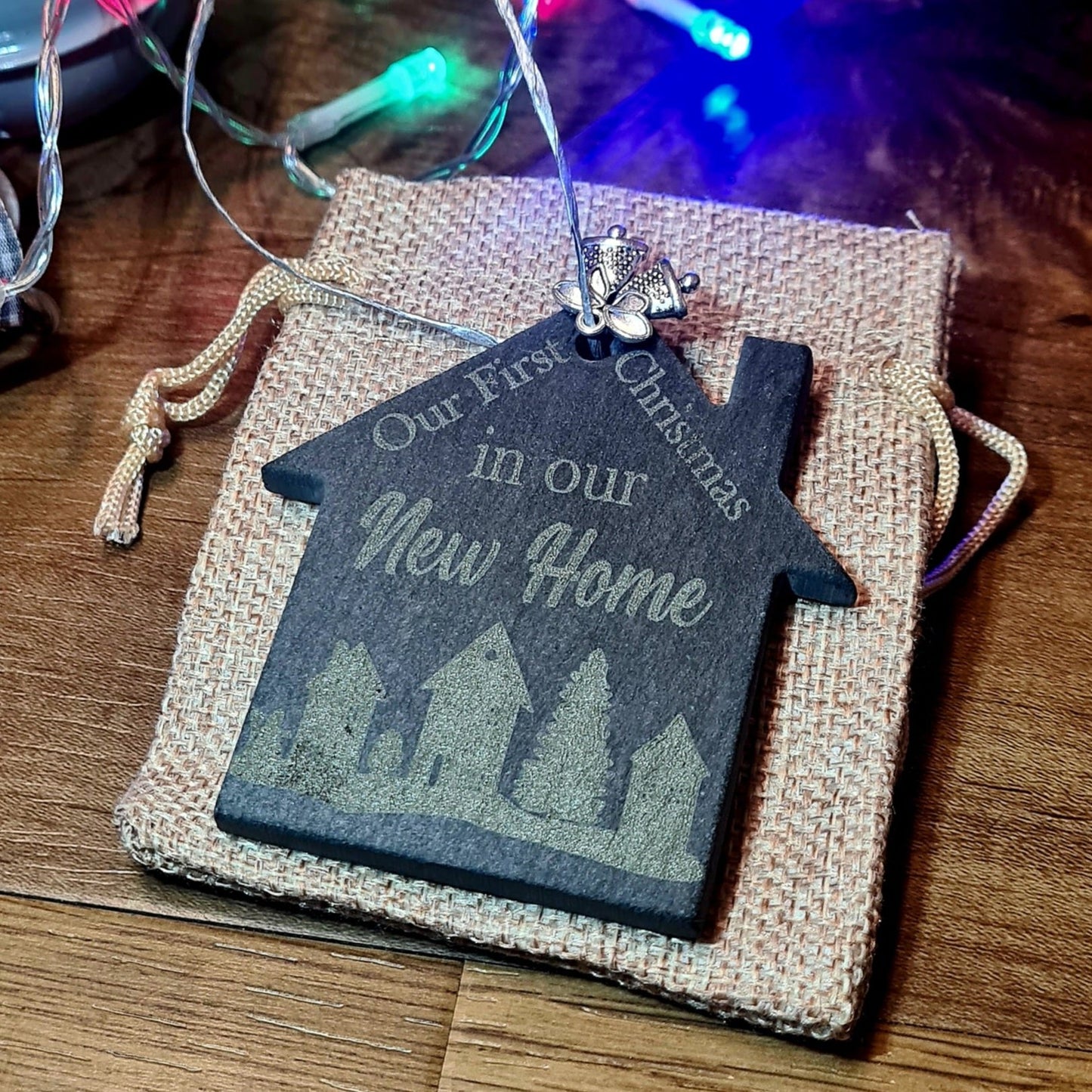 1st Christmas in our new home Slate Christmas personalised ornament