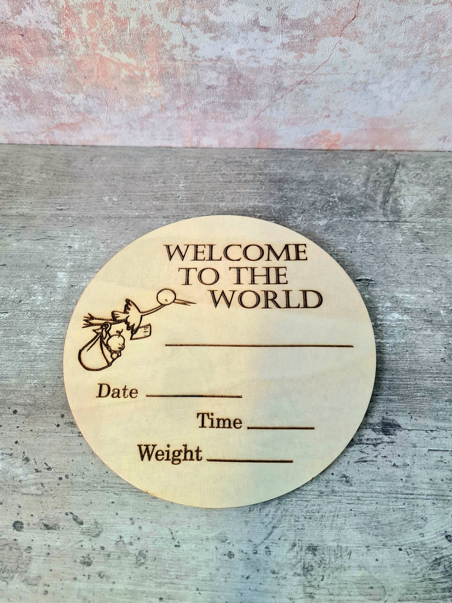 Welcome to the world, New Born baby/pregnancy photography prop announcement board
