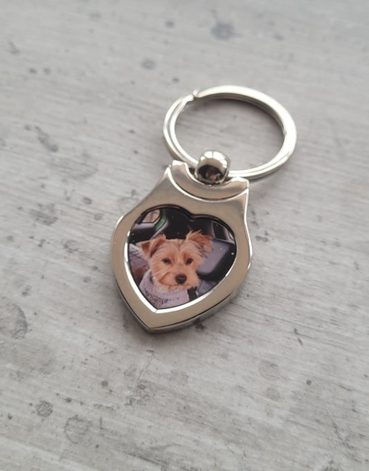 Personalised Heart Photo Keyring – Pet, Family & Loved One Keepsake
