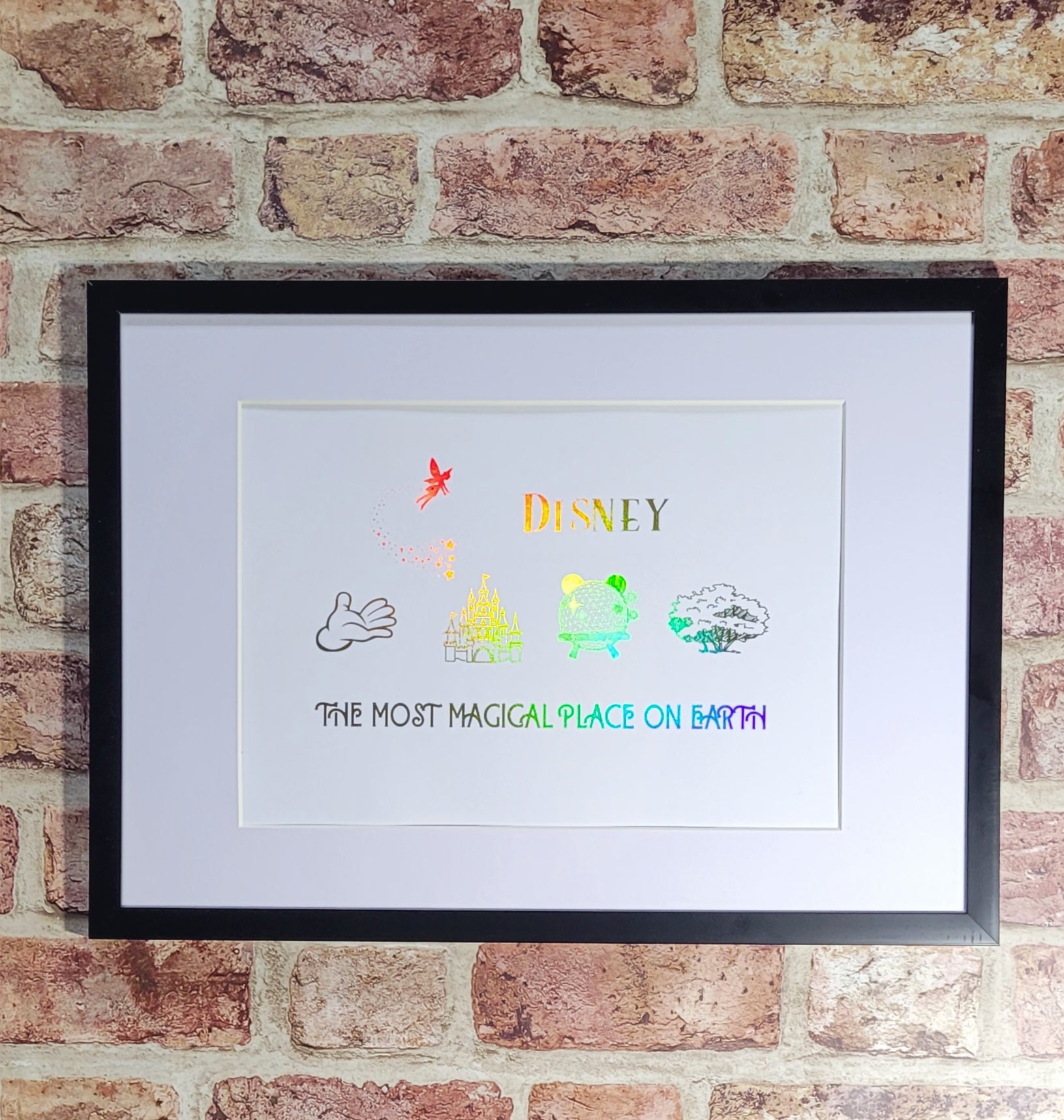 Personalised family Disney trip framed print, black frame detail, 
The most magical place in earth