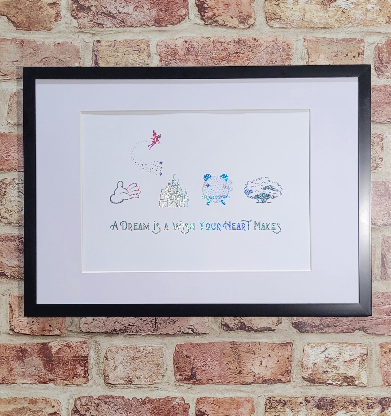 Personalised family Disney trip framed print, black frame detail
