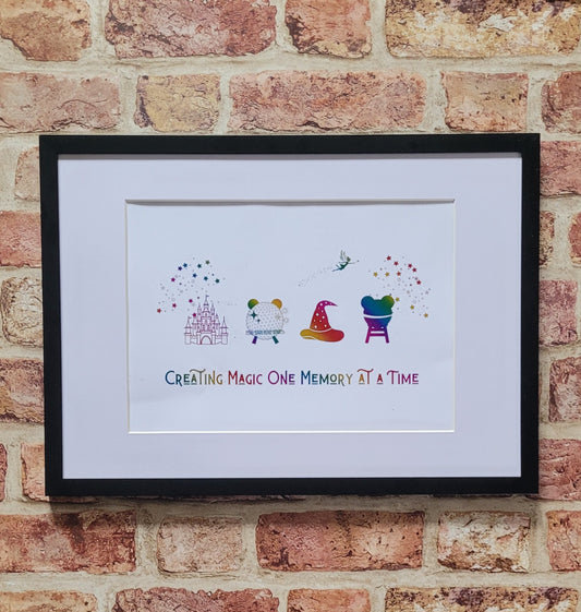 Customisable foil Disney print gift in black frame, perfect for Disney lovers
