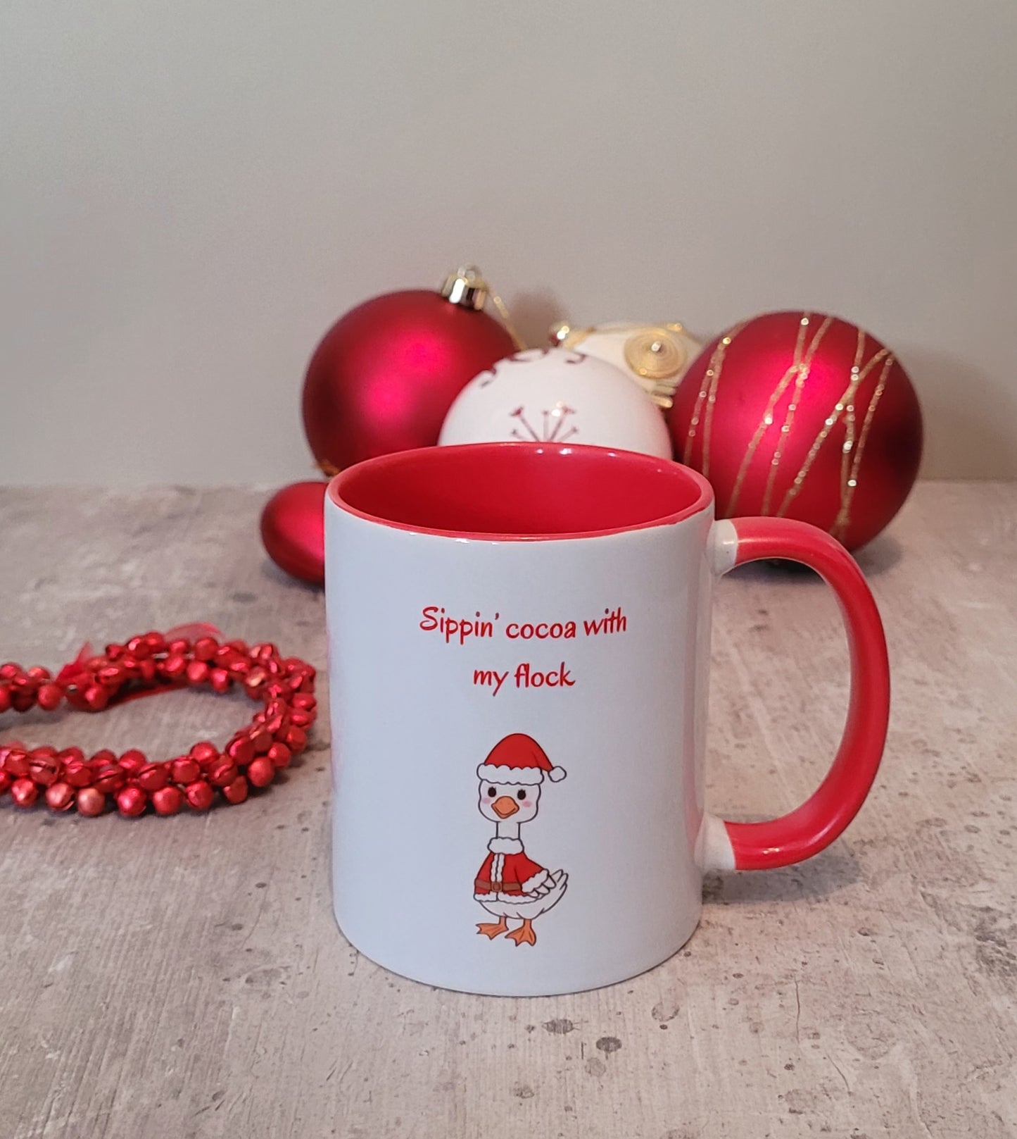 Quack-mas Duck Christmas Mug with Red Handle | Funny Secret Santa Gift UK