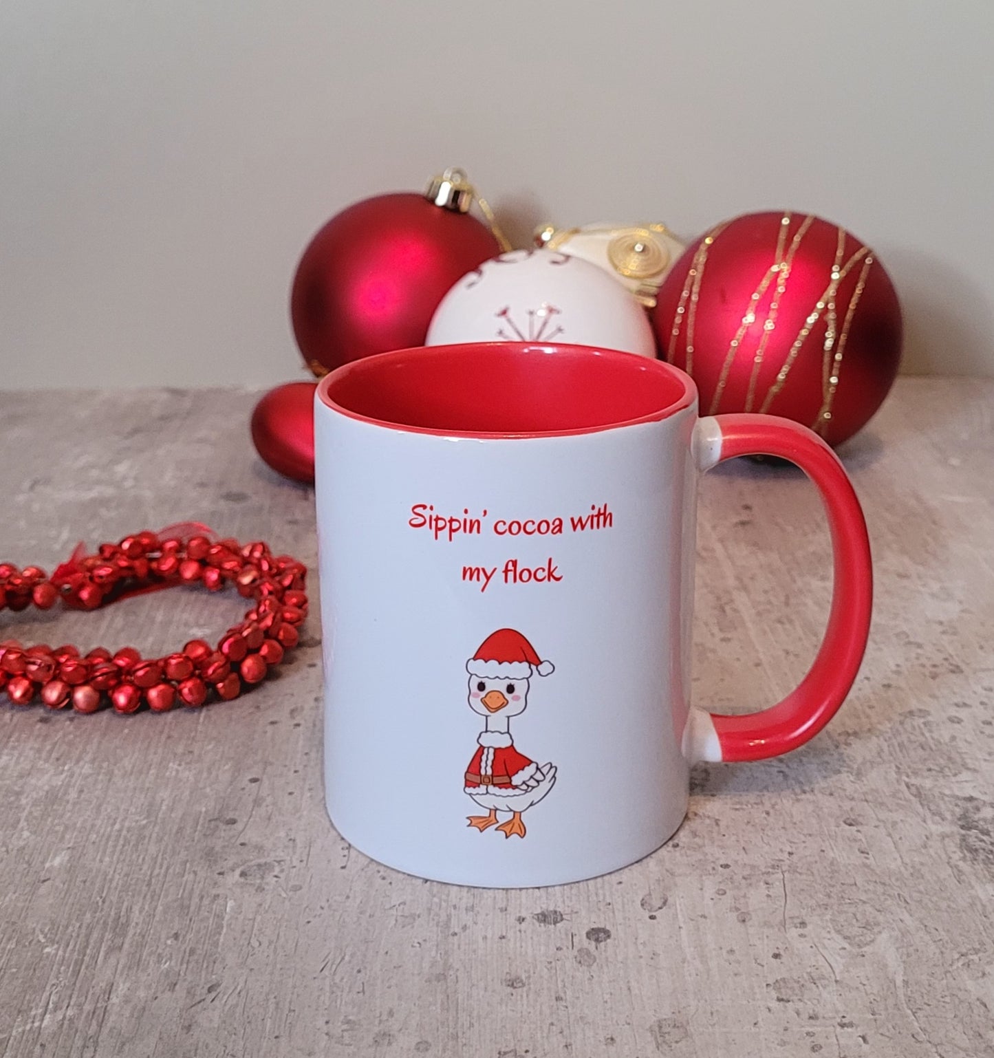 Quack-mas Duck Christmas Mug with Red Handle | Funny Secret Santa Gift UK