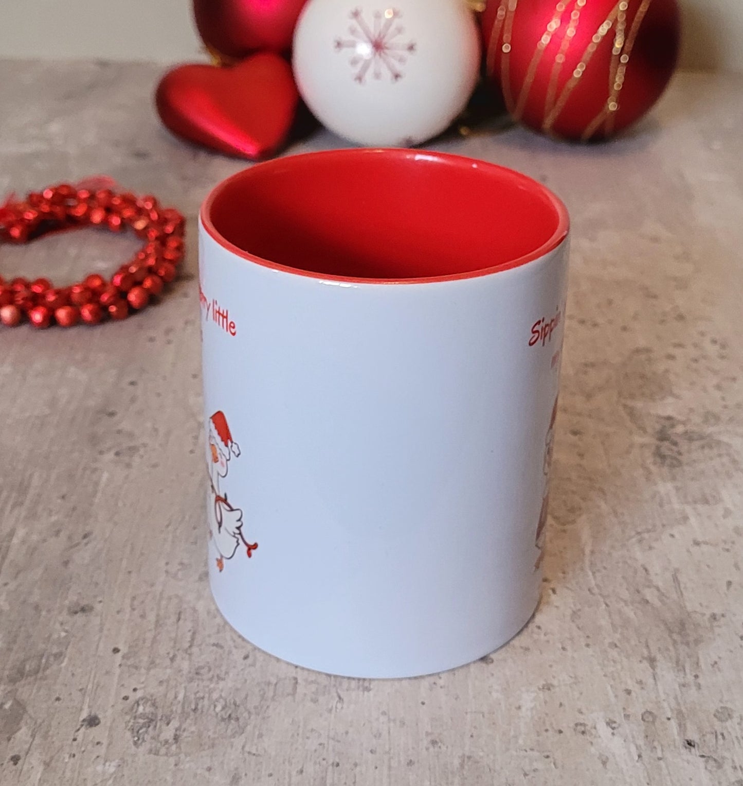 Quack-mas Duck Christmas Mug with Red Handle | Funny Secret Santa Gift UK