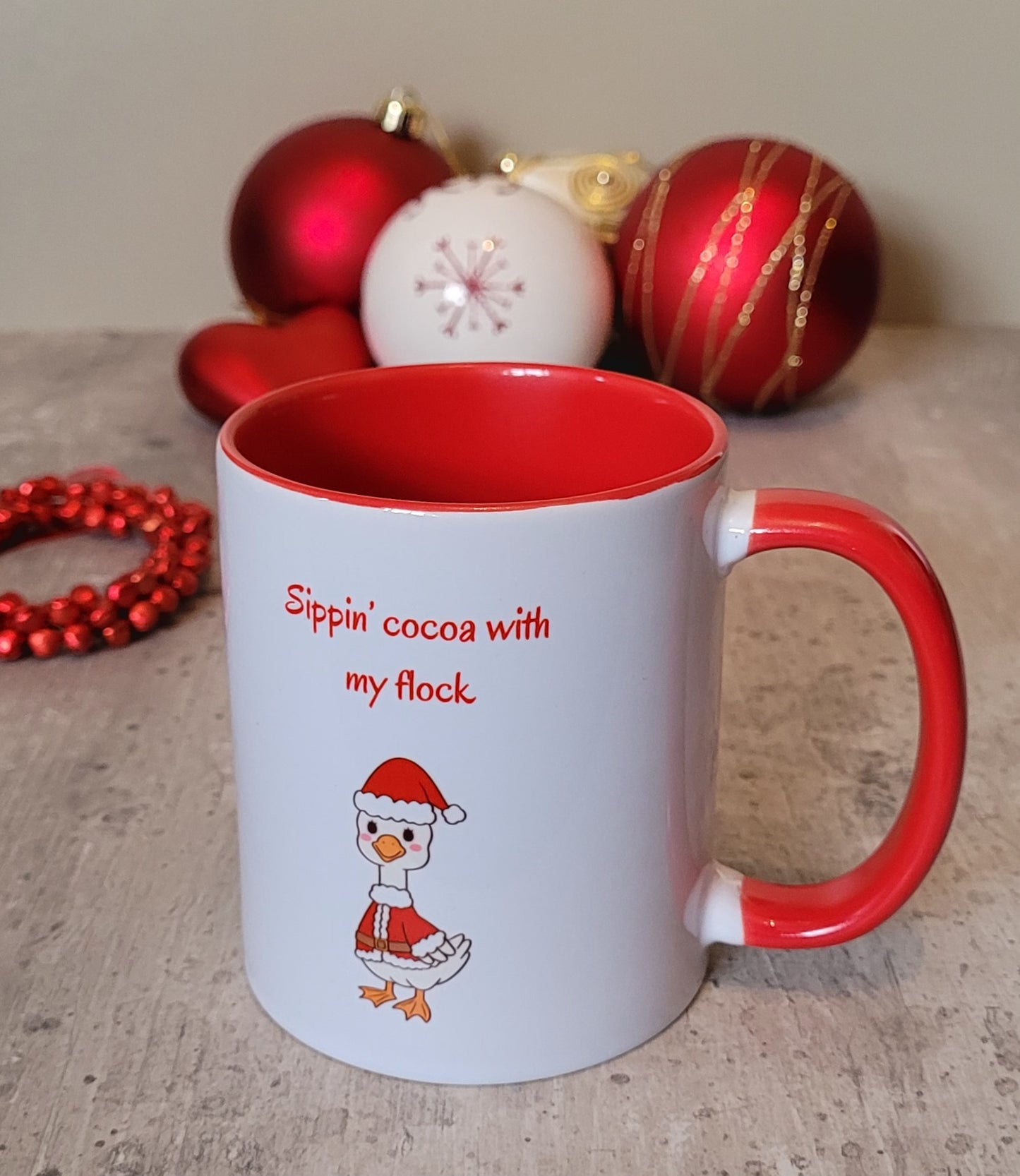 Quack-mas Duck Christmas Mug with Red Handle | Funny Secret Santa Gift UK