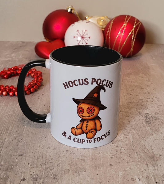 Hocus Pocus & a Cup to Focus Mug | Black Handle Witch Mug | Exclusive Design UK