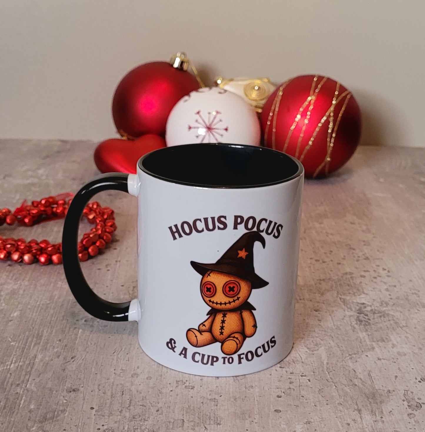 Hocus Pocus & a Cup to Focus Mug | Black Handle Witch Mug | Exclusive Design UK