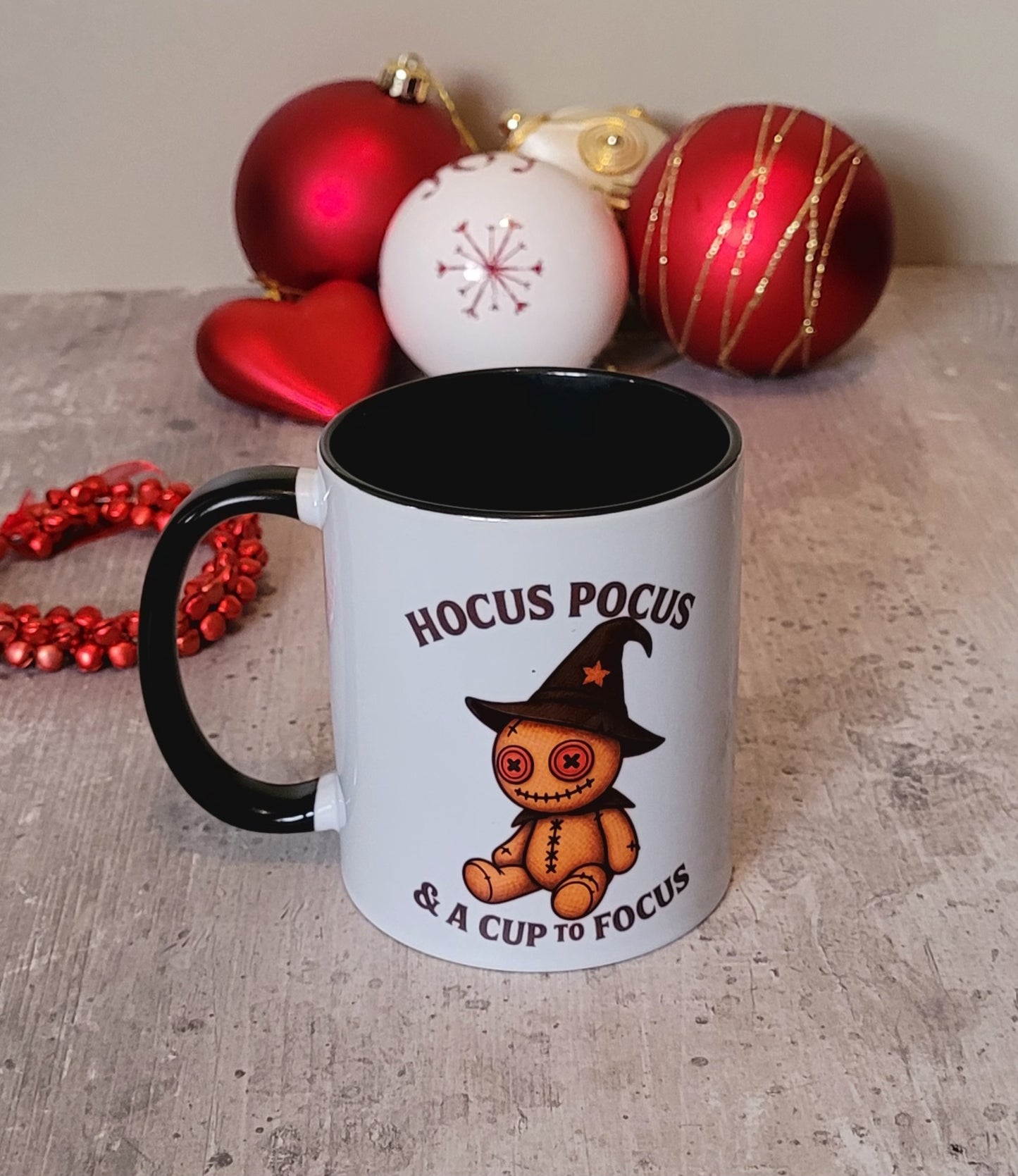 Hocus Pocus & a Cup to Focus Mug | Black Handle Witch Mug | Exclusive Design UK