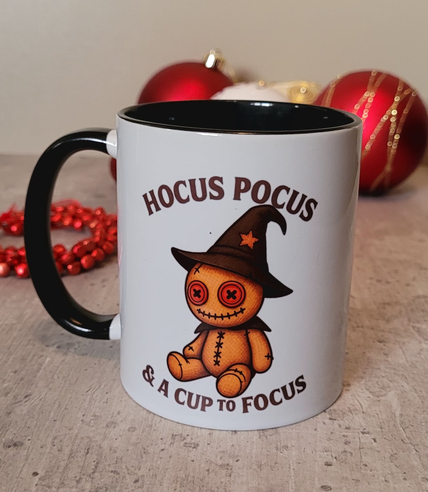 Hocus Pocus & a Cup to Focus Mug | Black Handle Witch Mug | Exclusive Design UK
