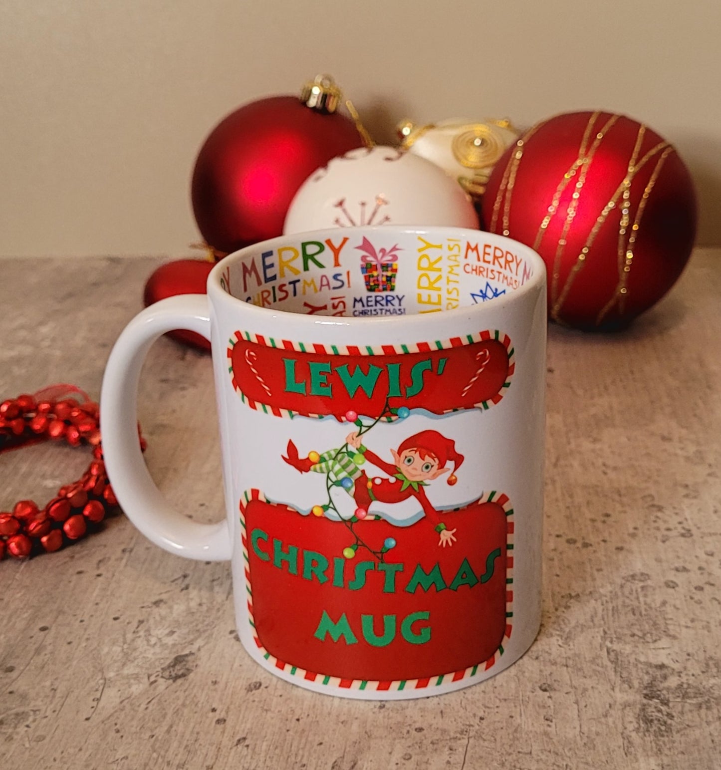 Personalised Christmas Mug with Inside Print | Custom Name & Hobby Design | Unique Gift UK