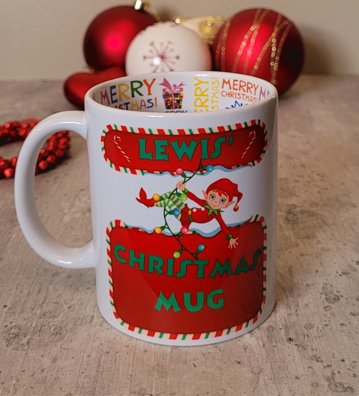 Personalised Christmas Mug with Inside Print | Custom Name & Hobby Design | Unique Gift UK
