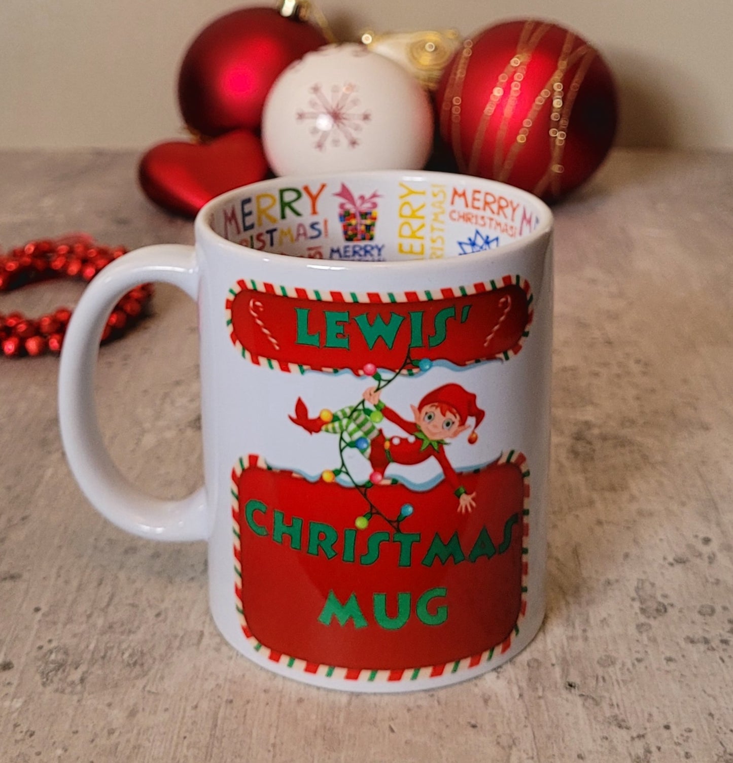Personalised Christmas Mug with Inside Print | Custom Name & Hobby Design | Unique Gift UK