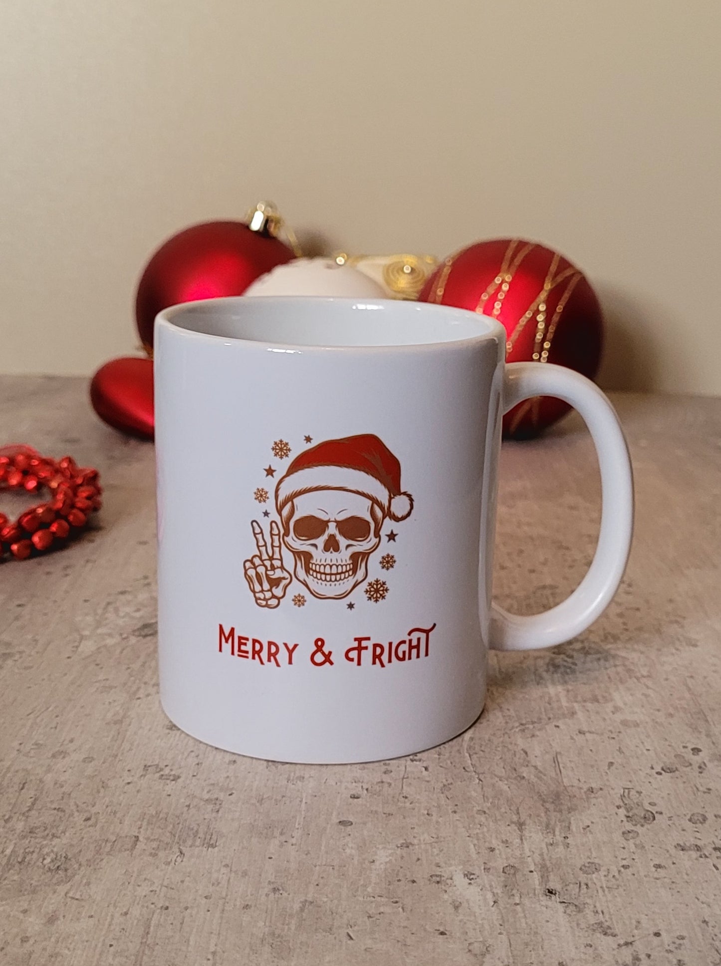 Merry & Fright Gothic Christmas Mug – Skull Santa Design | Spooky Xmas Gift UK