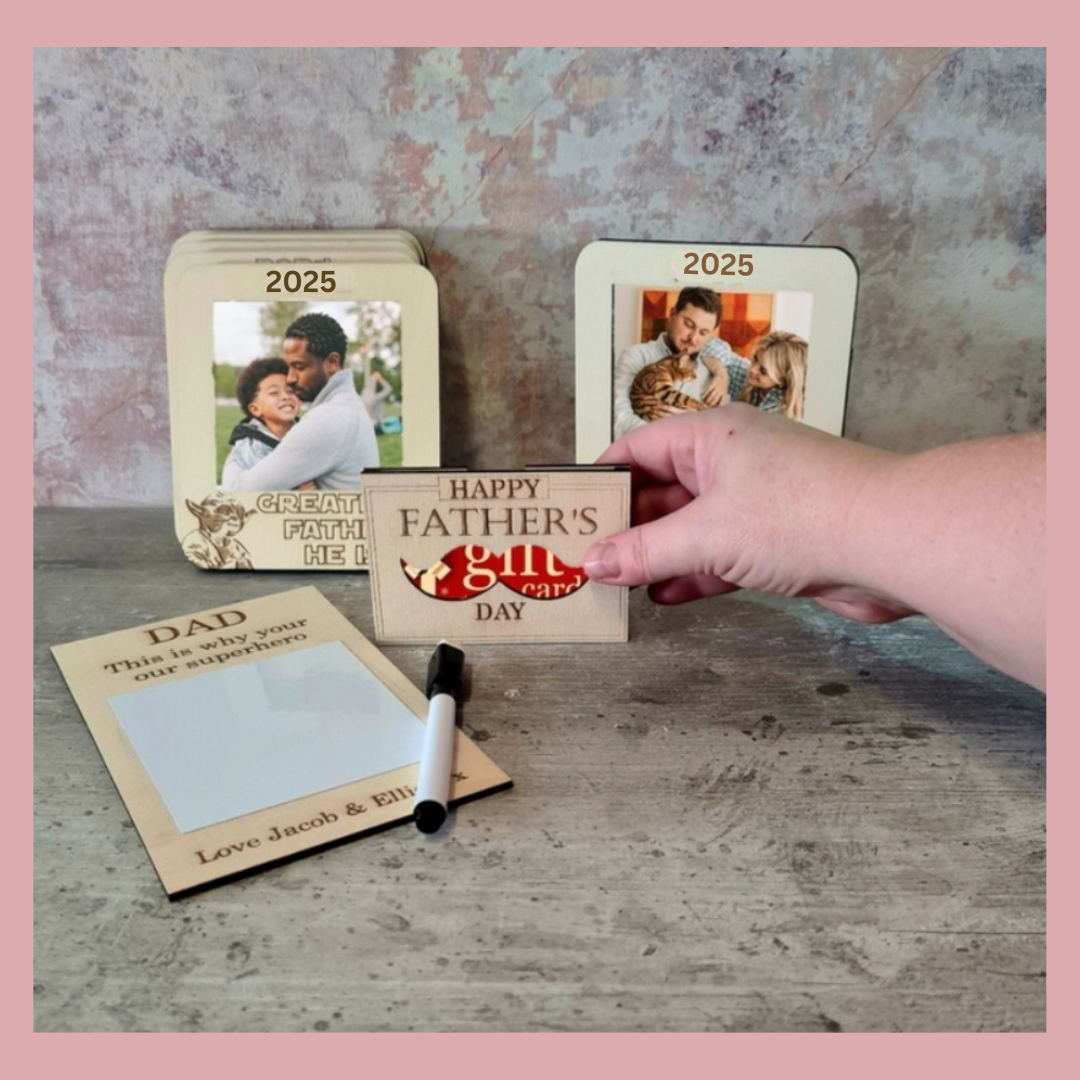 Personalised fridge magnet photo frame engraved with name