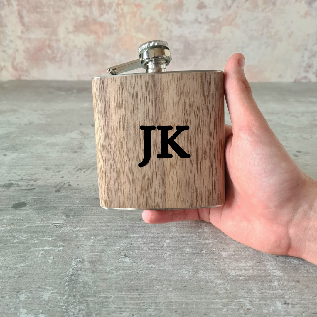 Personalised Engraved Wooden Hip Flask