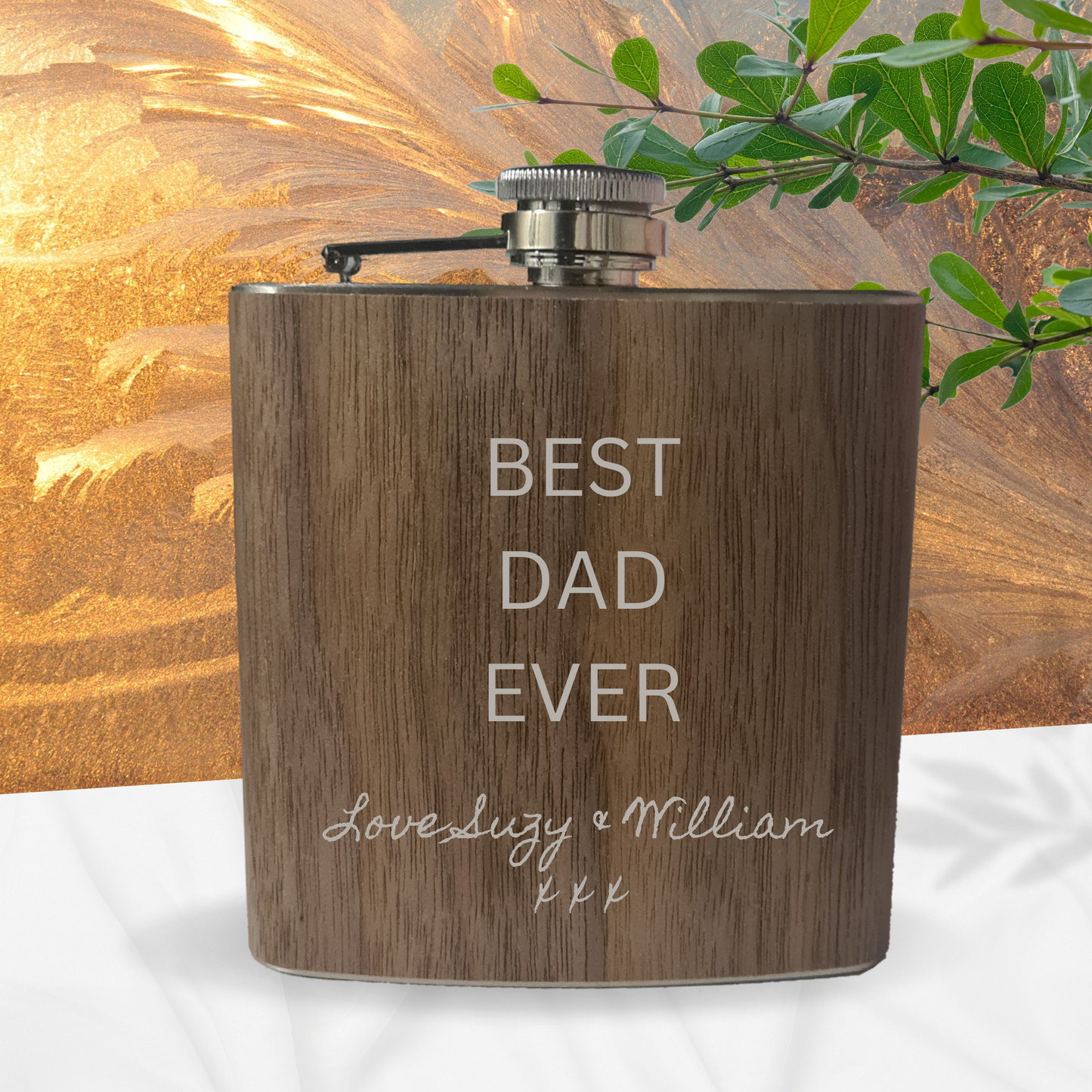 Personalised Engraved Wooden Hip Flask